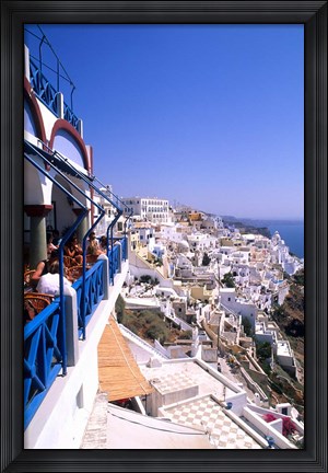 Framed View from Cliffs, Santorini, Greece Print