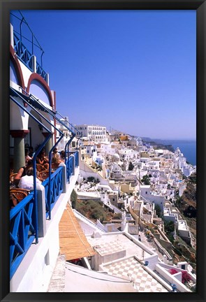 Framed View from Cliffs, Santorini, Greece Print