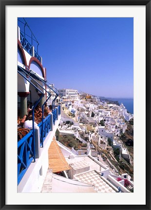 Framed View from Cliffs, Santorini, Greece Print