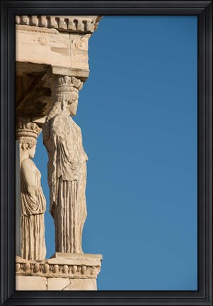 Framed Greece, Athens, Acropolis The Carved maiden columns of the Erectheum Print