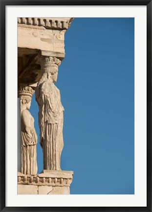 Framed Greece, Athens, Acropolis The Carved maiden columns of the Erectheum Print