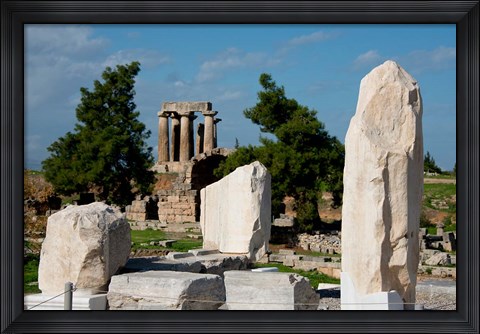 Framed Greece, Corinth Doric Temple of Apollo Greece behind The Rostra Print