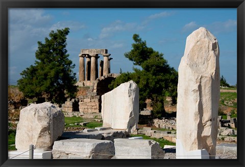 Framed Greece, Corinth Doric Temple of Apollo Greece behind The Rostra Print