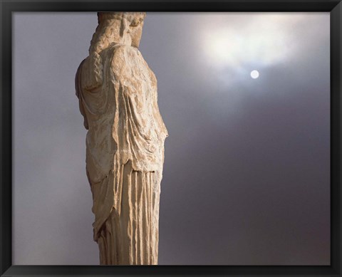 Framed Sculptures of the Caryatid Maidens Support the Pediment of the Erecthion Temple, Adjacent to the Parthenon, Athens, Greece Print