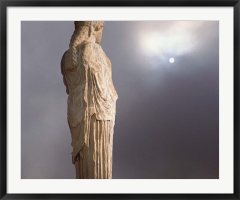 Framed Sculptures of the Caryatid Maidens Support the Pediment of the Erecthion Temple, Adjacent to the Parthenon, Athens, Greece Print