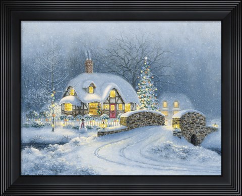 Framed Christmas At Kirby Cottage Print