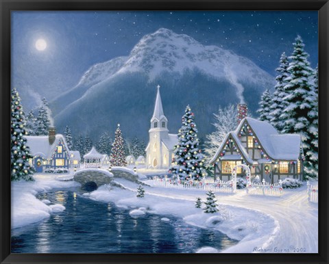 Framed Christmas Village Print