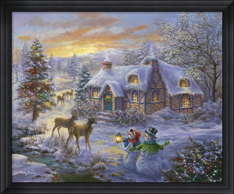 Framed Christmas Cottage 2 Print