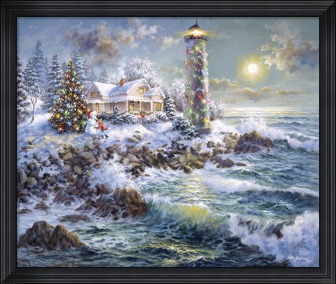 Framed Lighthouse Merriment Print