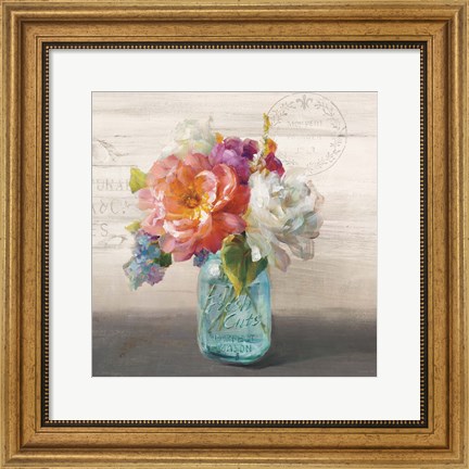 Framed French Cottage Bouquet I Print