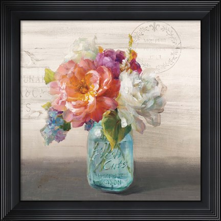 Framed French Cottage Bouquet I Print
