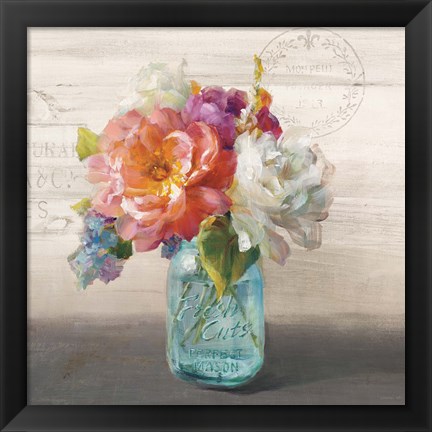 Framed French Cottage Bouquet I Print