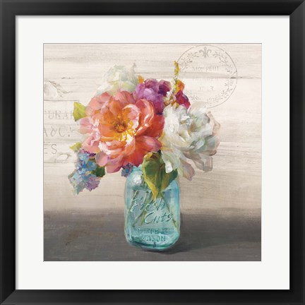 Framed French Cottage Bouquet I Print