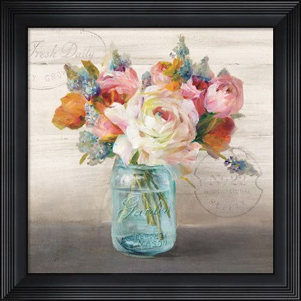 Framed French Cottage Bouquet II Print