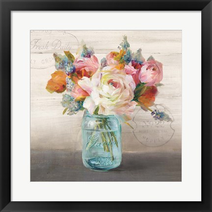 Framed French Cottage Bouquet II Print