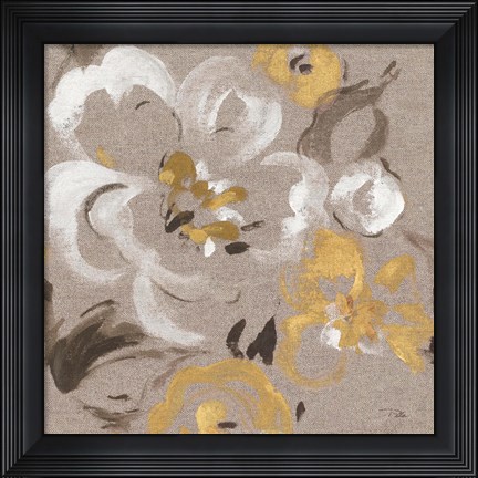 Framed Brushed Petals II Gold Print