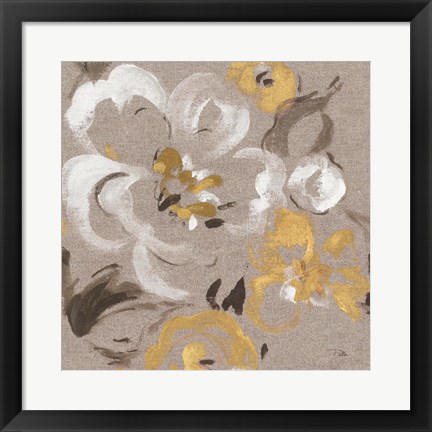 Framed Brushed Petals II Gold Print