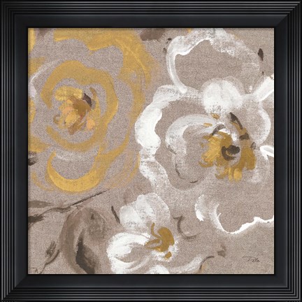 Framed Brushed Petals III Gold Print