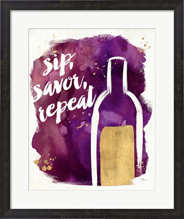 Framed Watercolor Wine II Print