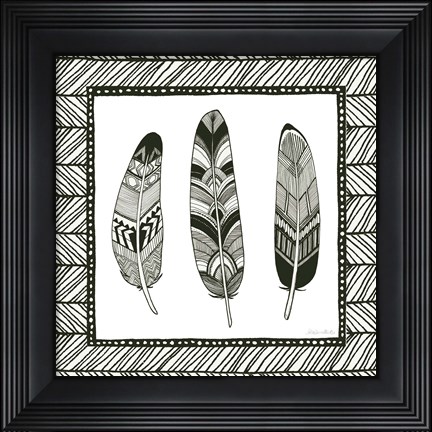 Framed Geo Feathers Square II Print