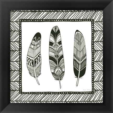 Framed Geo Feathers Square II Print