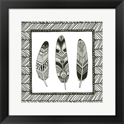 Framed Geo Feathers Square II Print