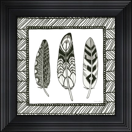 Framed Geo Feathers Square III Print