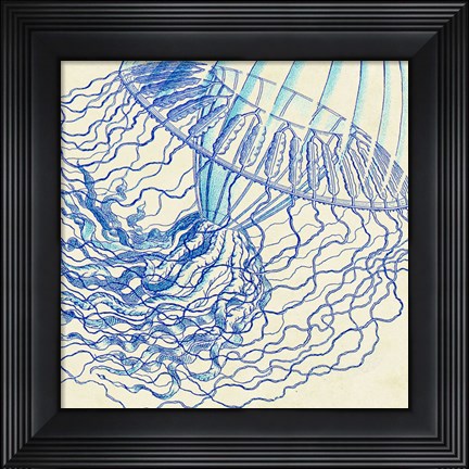 Framed Vintage Jellyfish I Print
