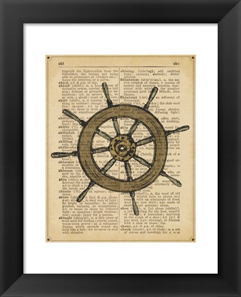 Framed Nautical Series - Ship Wheel Print