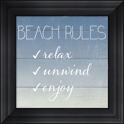 Framed Beach Rules Print