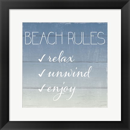 Framed Beach Rules Print