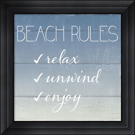 Framed Beach Rules Print