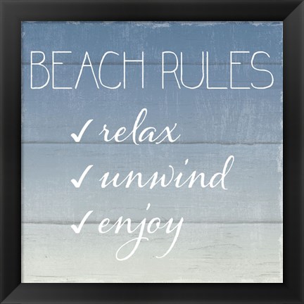 Framed Beach Rules Print