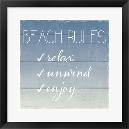 Framed Beach Rules Print