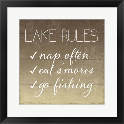 Framed Lake Rules Print