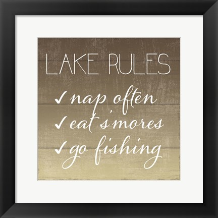 Framed Lake Rules Print