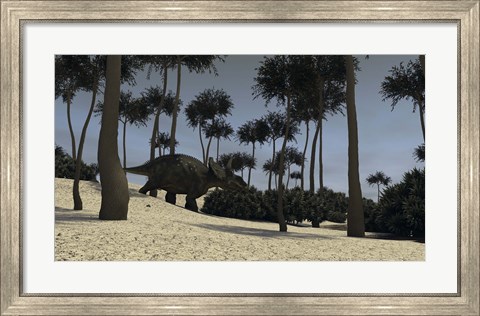 Framed Triceratops in a Prehistoric Environment Print