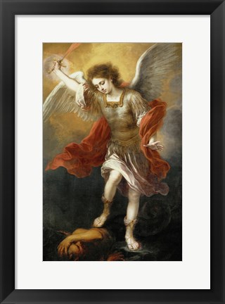 Framed Archangel Michael Hurls the Devil into the Abyss, c. 1665-1668 Print