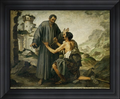 Framed Brother Junipero and the Beggar Print