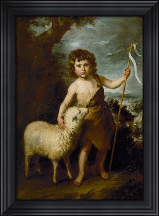 Framed Young John the Baptist with the Lamb Print