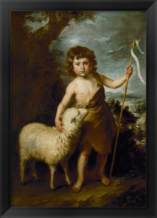 Framed Young John the Baptist with the Lamb Print