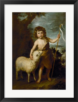 Framed Young John the Baptist with the Lamb Print