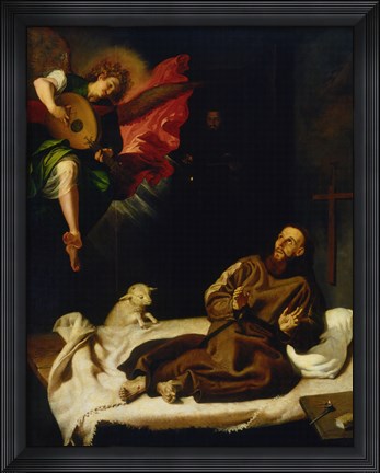 Framed Saint Francis Vision of a Musical Angel Print