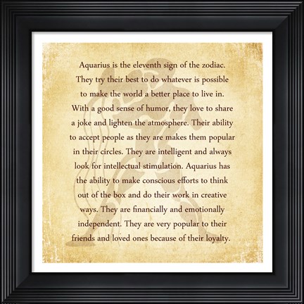 Framed Aquarius Character Traits Print