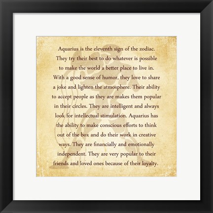 Framed Aquarius Character Traits Print