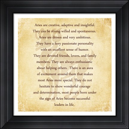 Framed Aries Character Traits Print