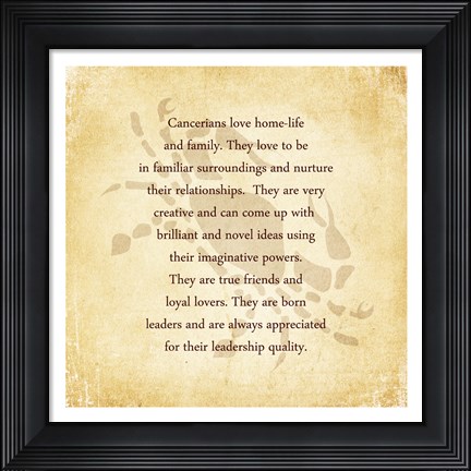 Framed Cancer Character Traits Print