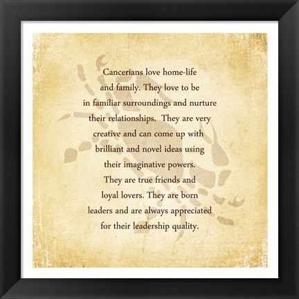 Framed Cancer Character Traits Print