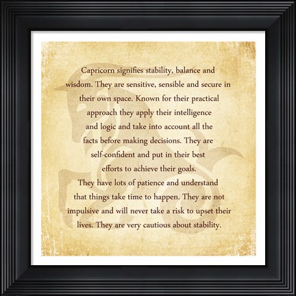 Framed Capricorn Character Traits Print