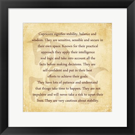 Framed Capricorn Character Traits Print